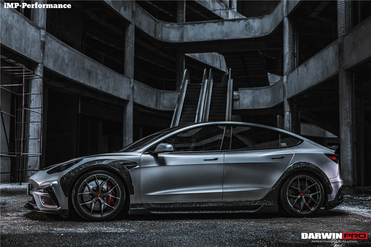 2017-2023 Tesla Model 3 IMP Performance Carbon Fiber Side Skirts With Under Board