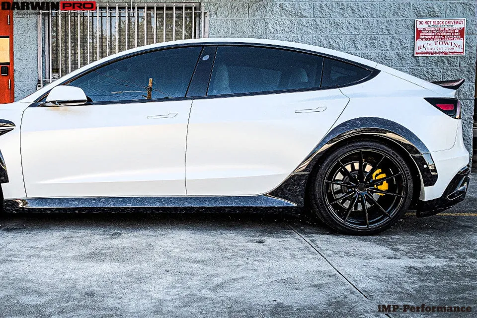 2017-2023 Tesla Model 3 IMP Performance Carbon Fiber Side Skirts With Under Board