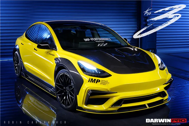 2017-2023 Tesla Model 3 IMP Performance Carbon Fiber Side Skirts With Under Board