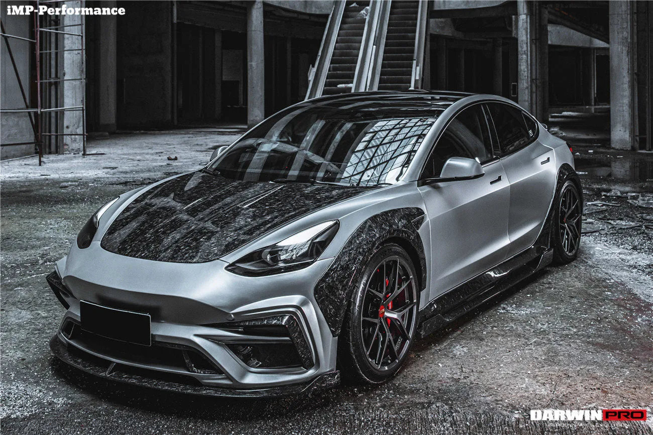 2017-2023 Tesla Model 3 IMP Performance Carbon Fiber Side Skirts With Under Board