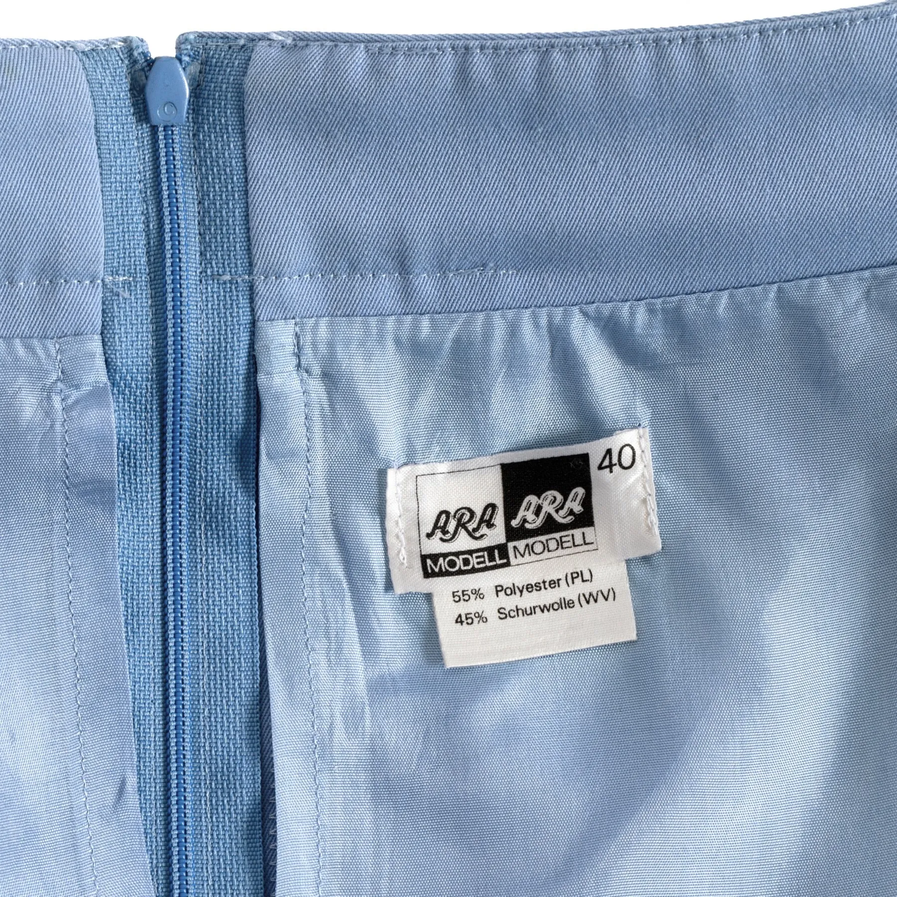 70s Twill Weave Schurwolle A-Line Midi Skirt