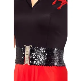Black Sequin Stretch Belt