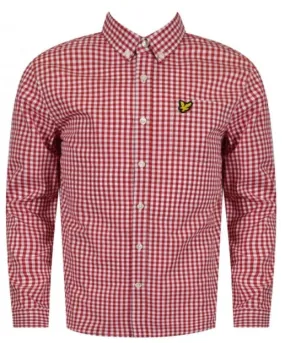 Boys Lyle & Scott Long Sleeved Checked Shirt - Red