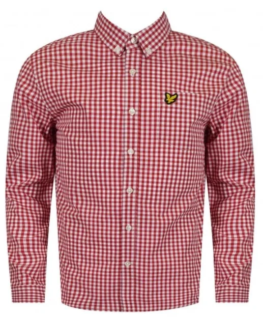 Boys Lyle & Scott Long Sleeved Checked Shirt - Red