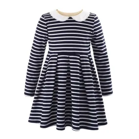 Breton Stripe Jersey Dress, Navy