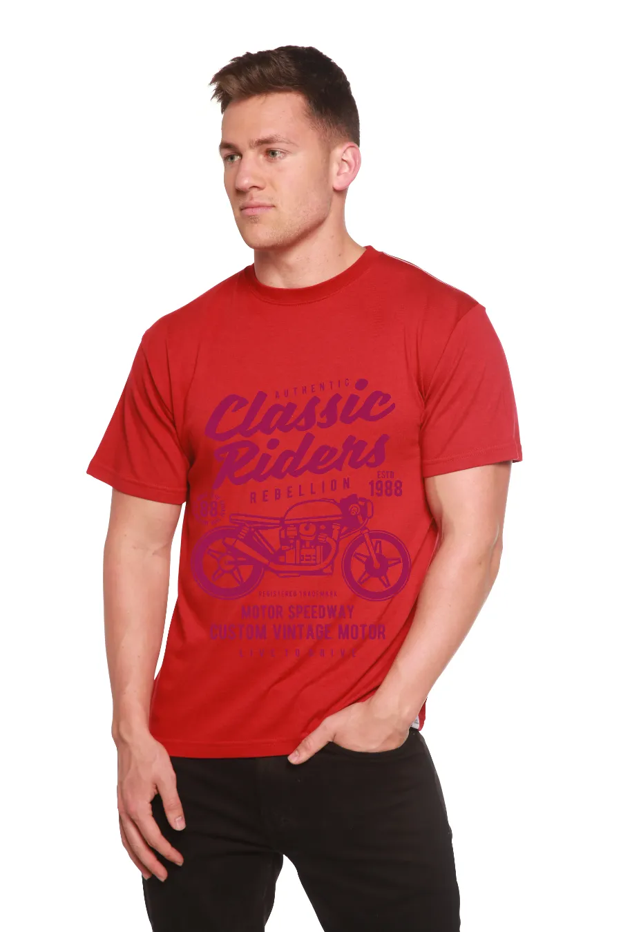 Classic Riders Men's Bamboo Viscose/Organic Cotton Short Sleeve Graphic T-Shirt