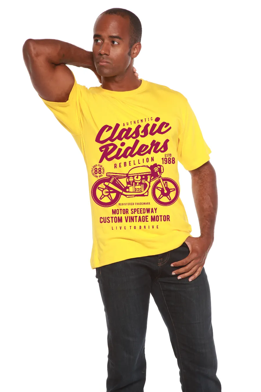 Classic Riders Men's Bamboo Viscose/Organic Cotton Short Sleeve Graphic T-Shirt