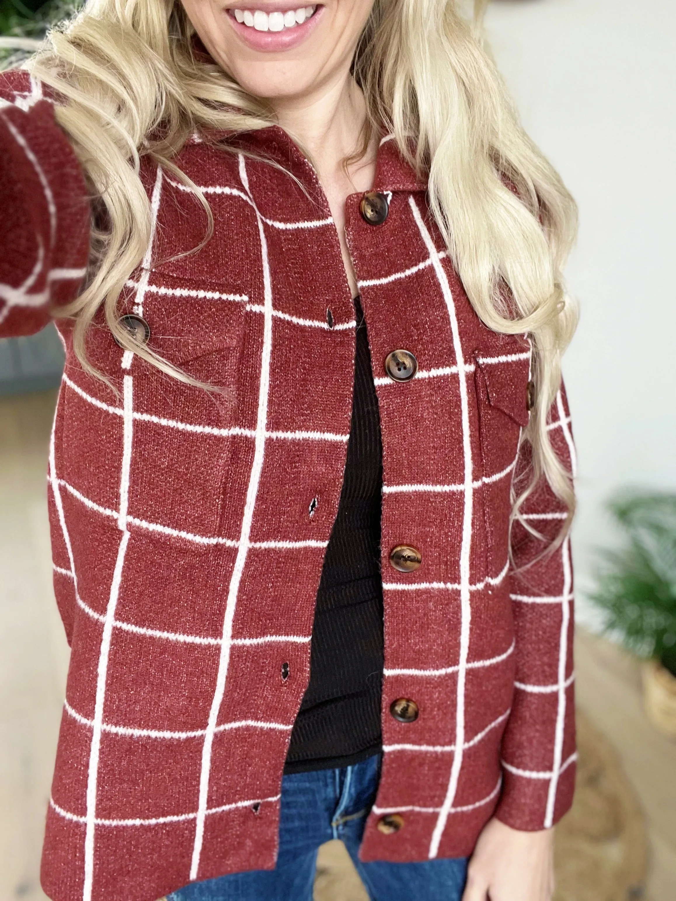 Complicated Checkered Cardigan in Copper