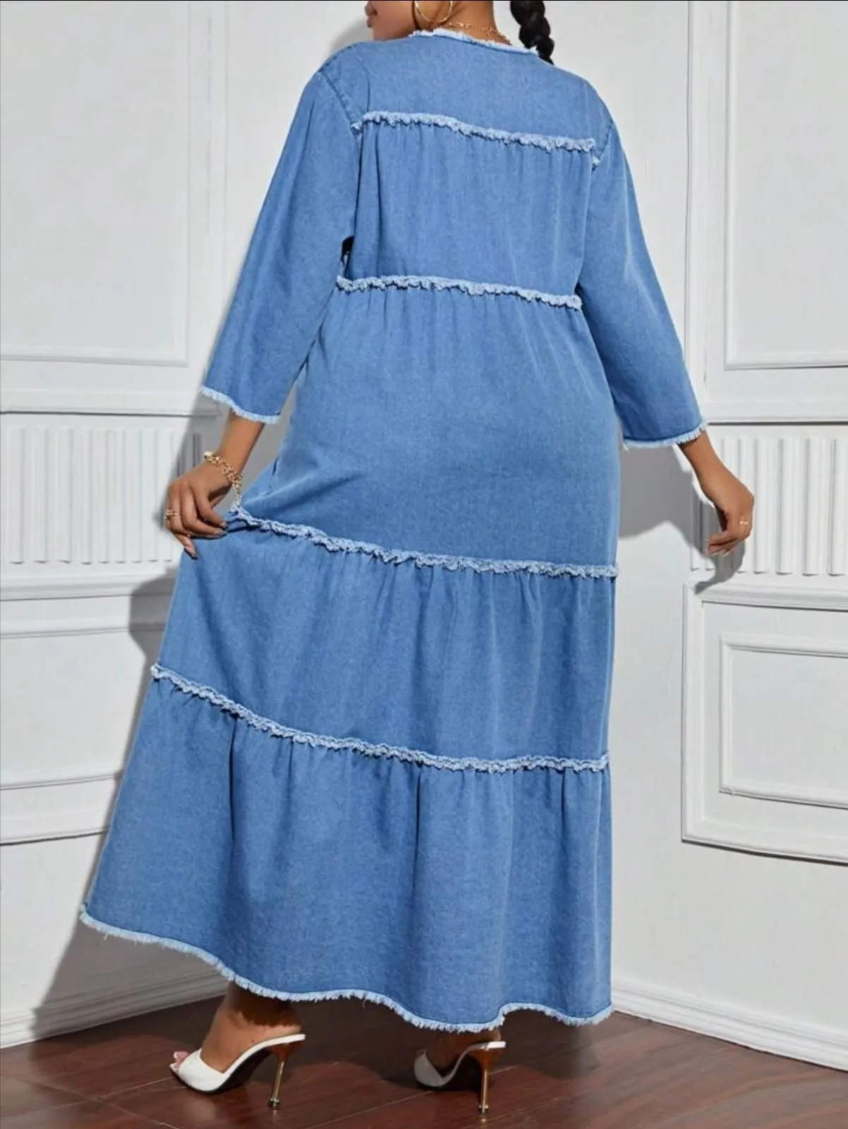 denim flowy tier dress