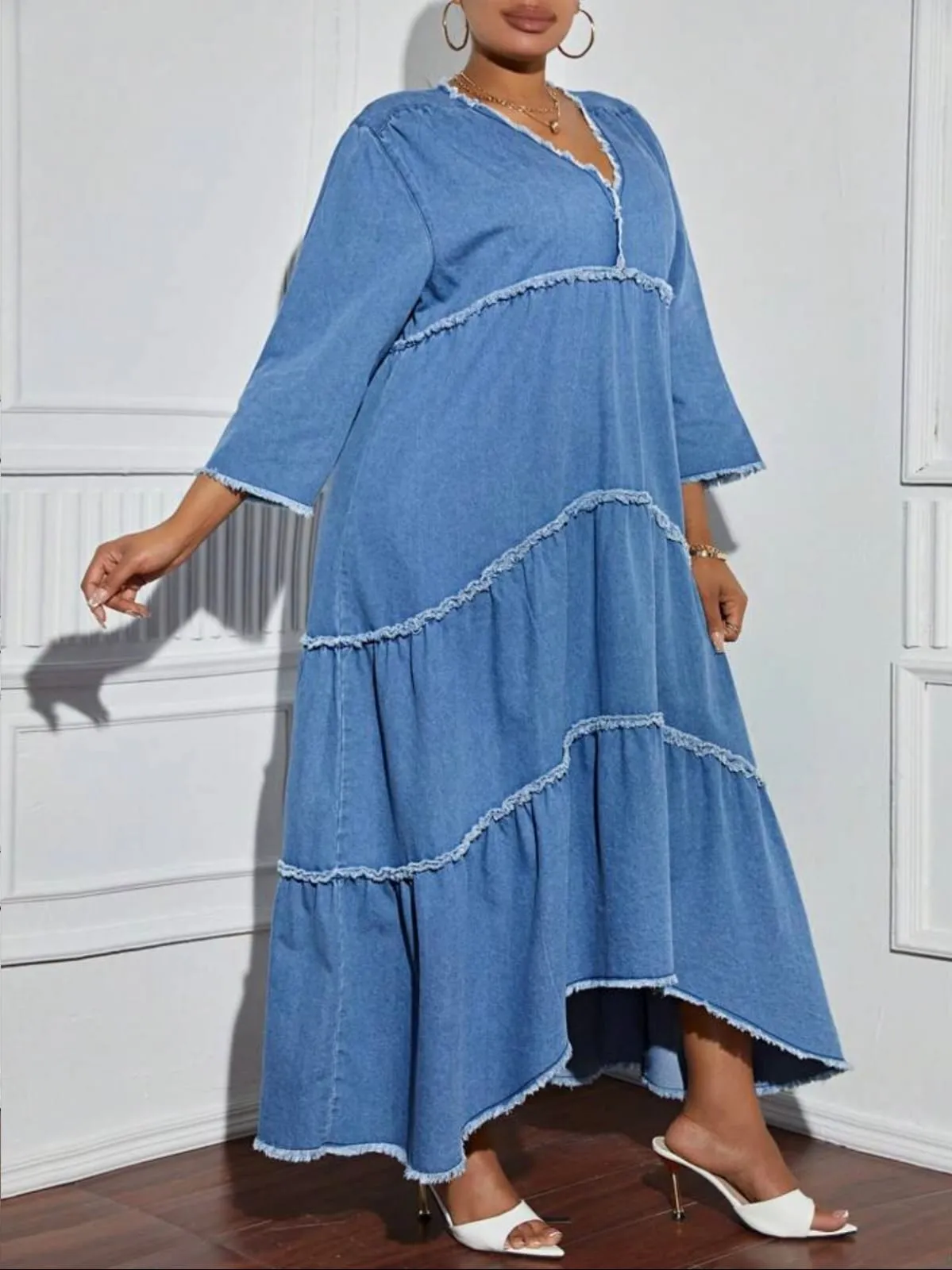 denim flowy tier dress