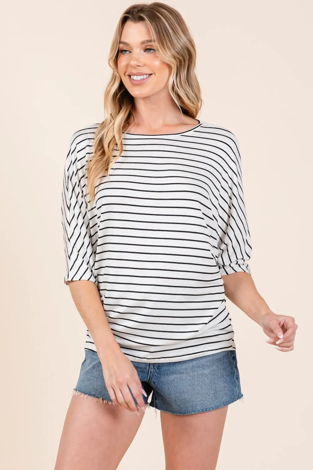 Elegant Striped Boat Neck Top