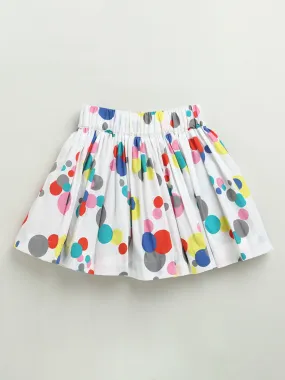 GIRLS WHITE BUBBLE PRINT HOLI SKIRT