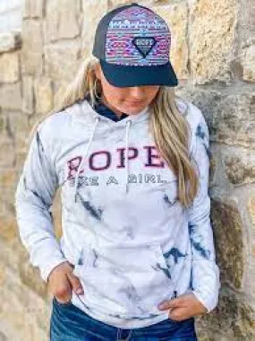 HOOEY WOMENS ROPE LIKE A GIRL WHITE MARBLE HOODY