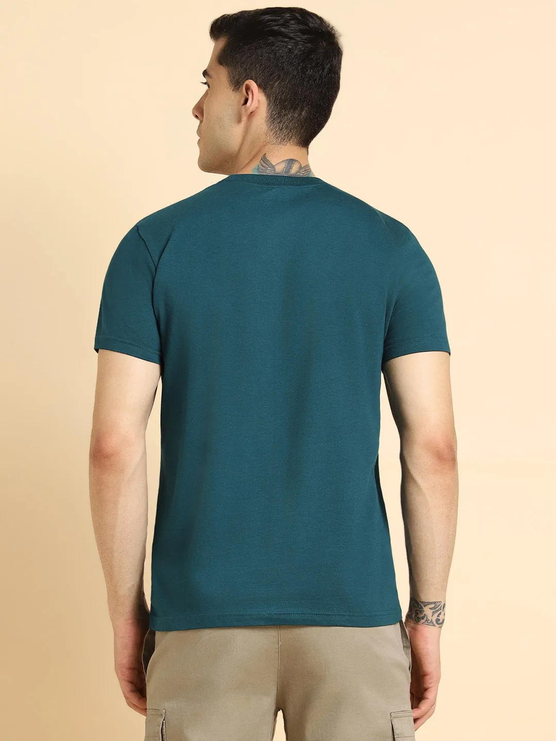 Men's Mandrian Collar Regular Fit Solid Black Shirts
