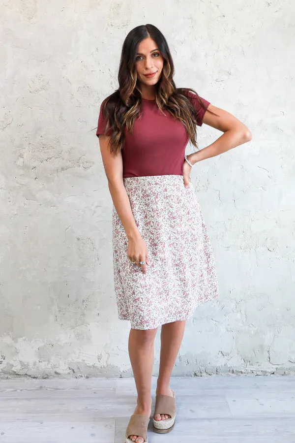 Midi Slip Skirt in Rose Bud