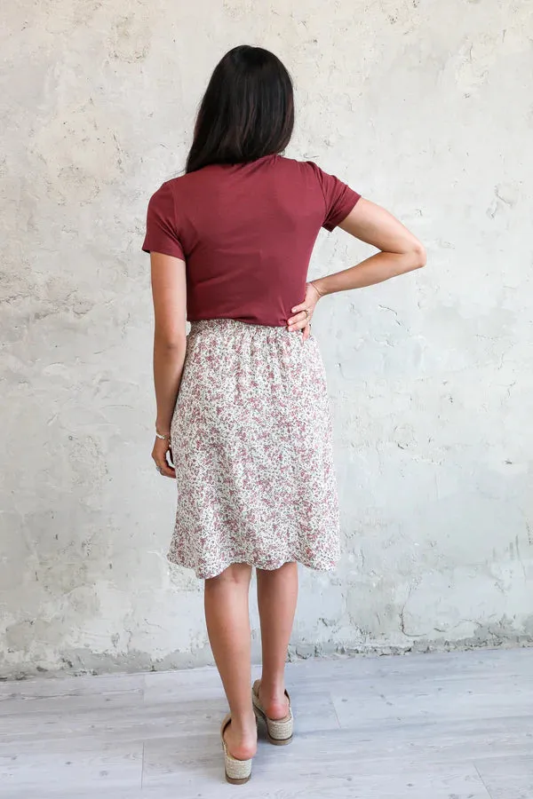 Midi Slip Skirt in Rose Bud