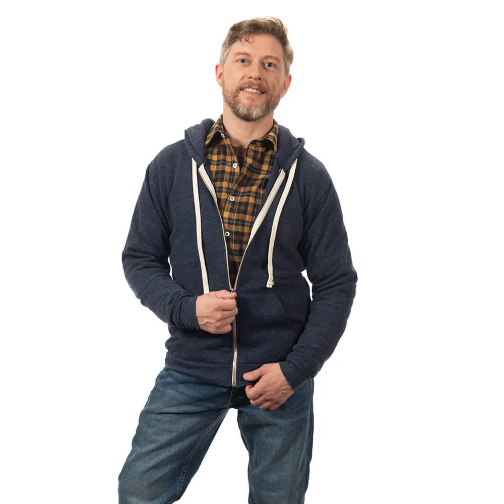 Navy Blue Marled Heather Full Zip Hoodie