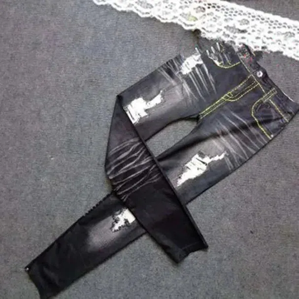 New Black/Blue Leggings Women Fashions Destroyed Look Jeggings