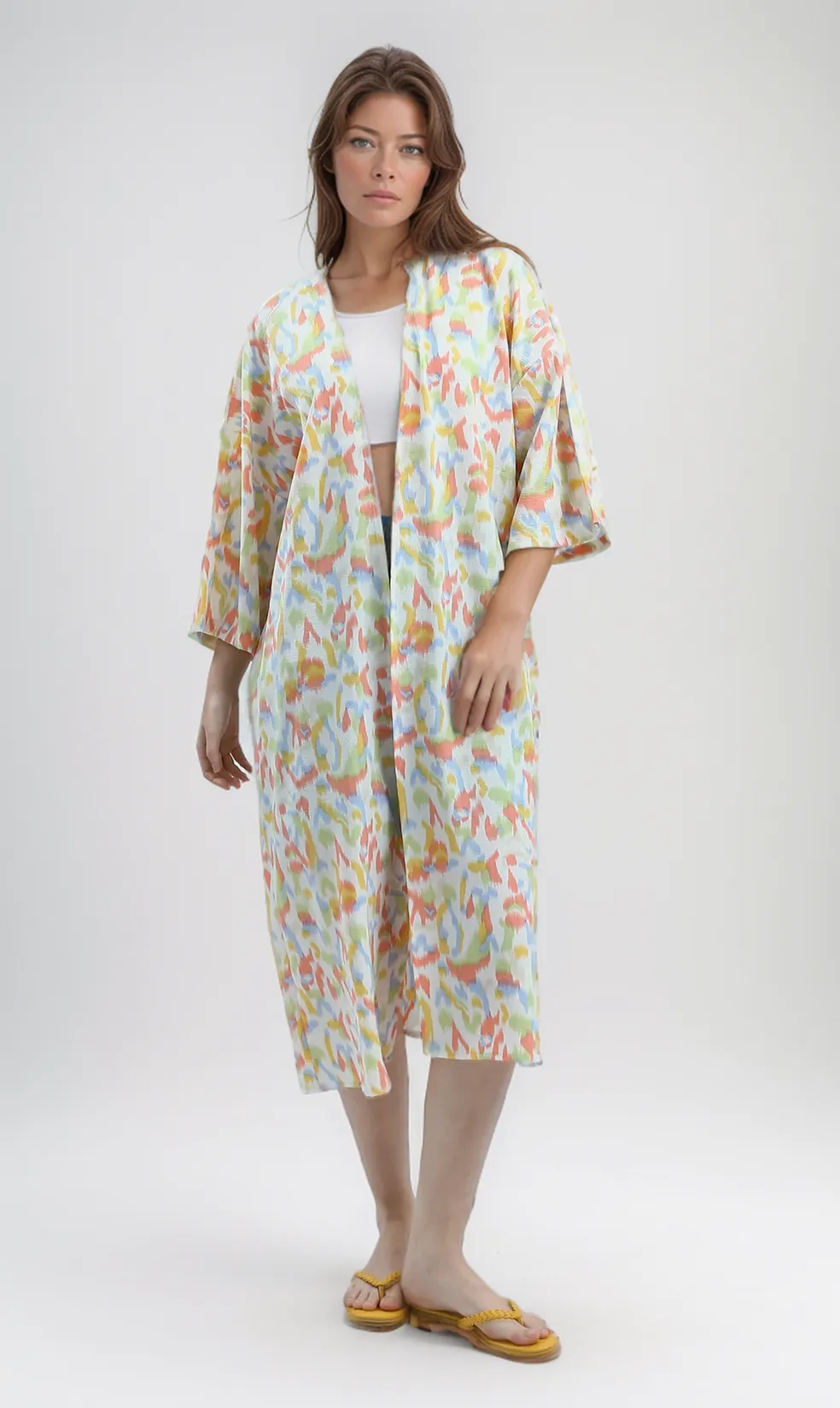 O193462 3/4 Sleeves Colorful Floral Summer Cardigan