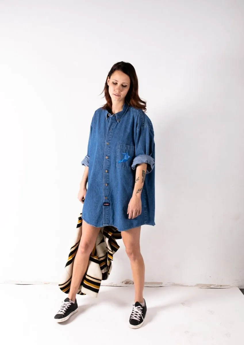 Oversized Embroidered Jean Shirt "Prism Collection"