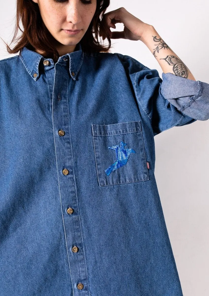 Oversized Embroidered Jean Shirt "Prism Collection"
