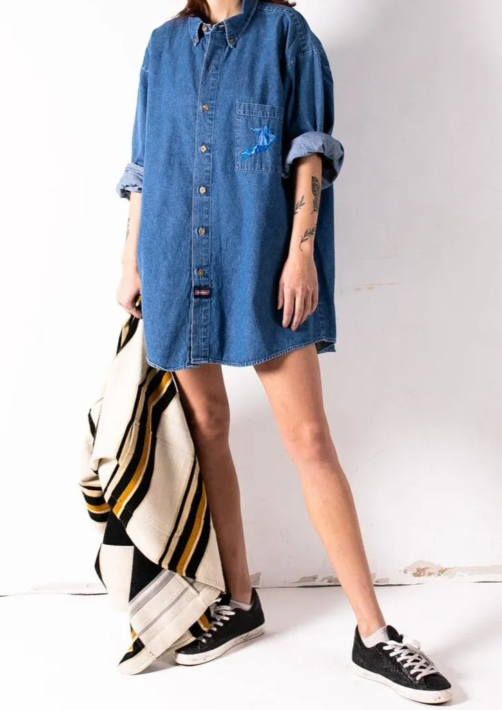 Oversized Embroidered Jean Shirt "Prism Collection"