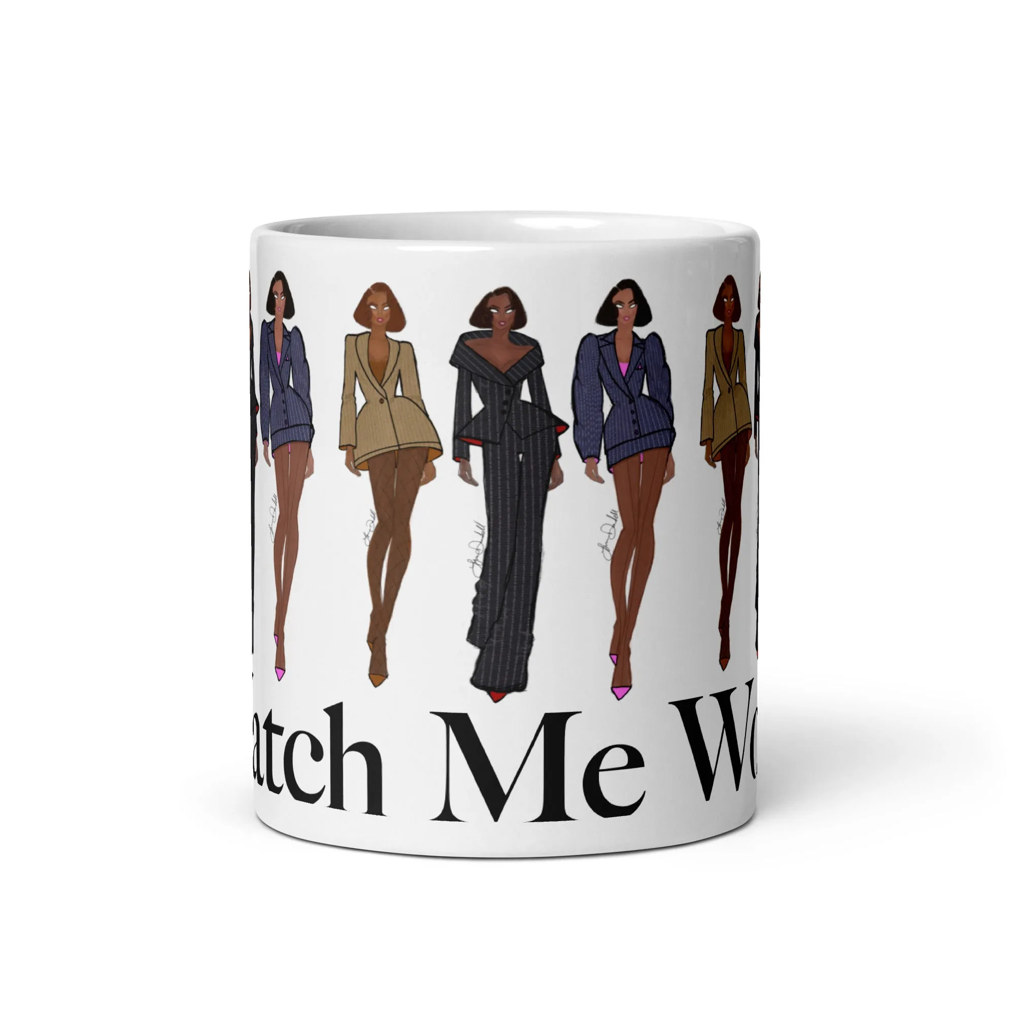 Power In Pinstripes White glossy mug - Watch me Work