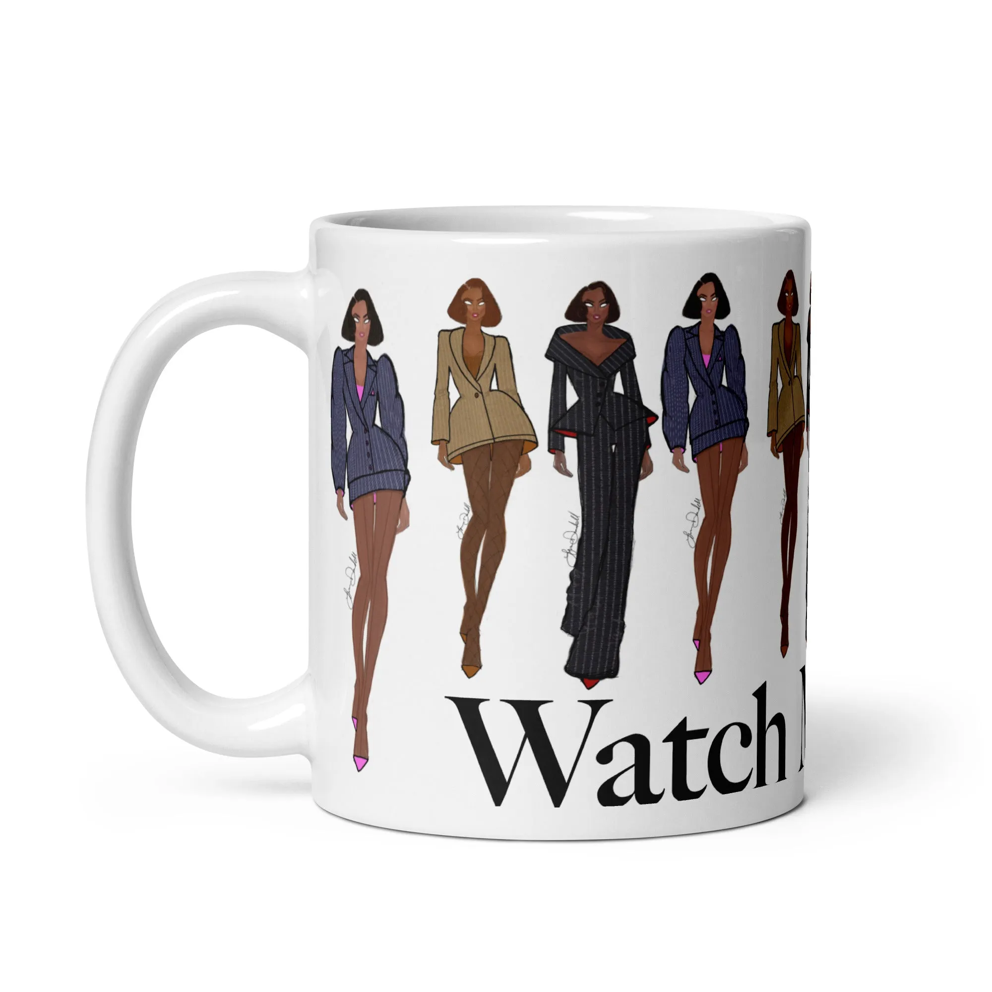 Power In Pinstripes White glossy mug - Watch me Work