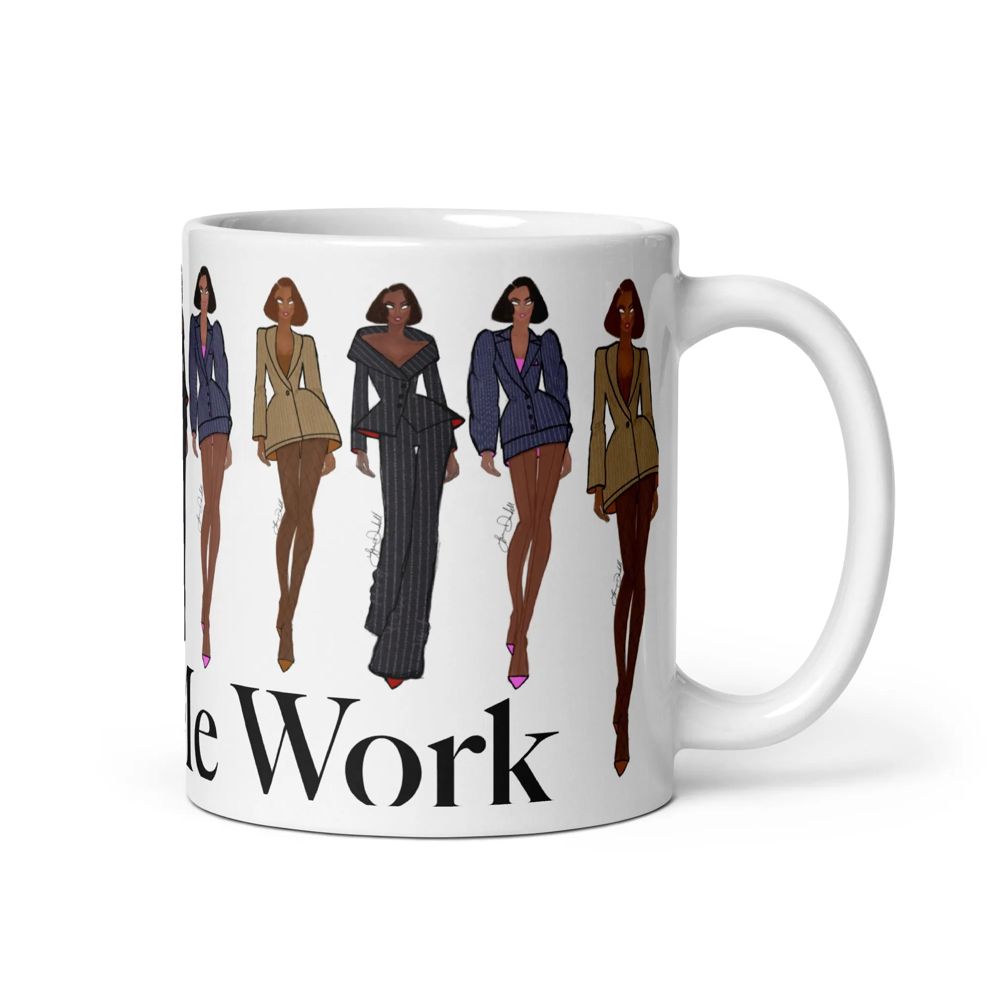 Power In Pinstripes White glossy mug - Watch me Work