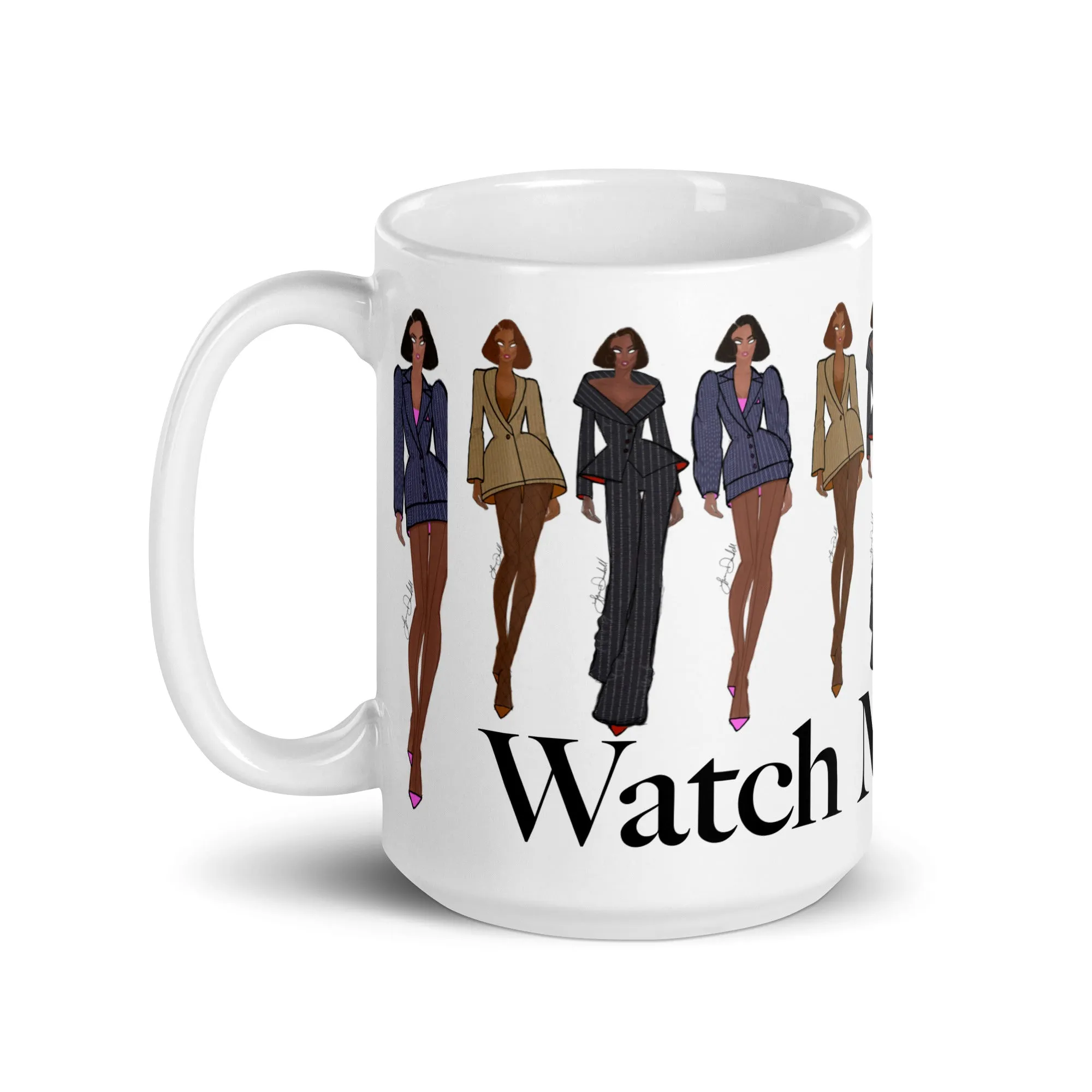 Power In Pinstripes White glossy mug - Watch me Work