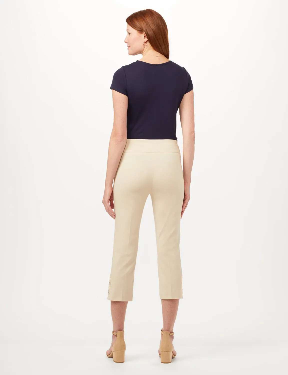 Pull-On Lace Trim Crop Pants