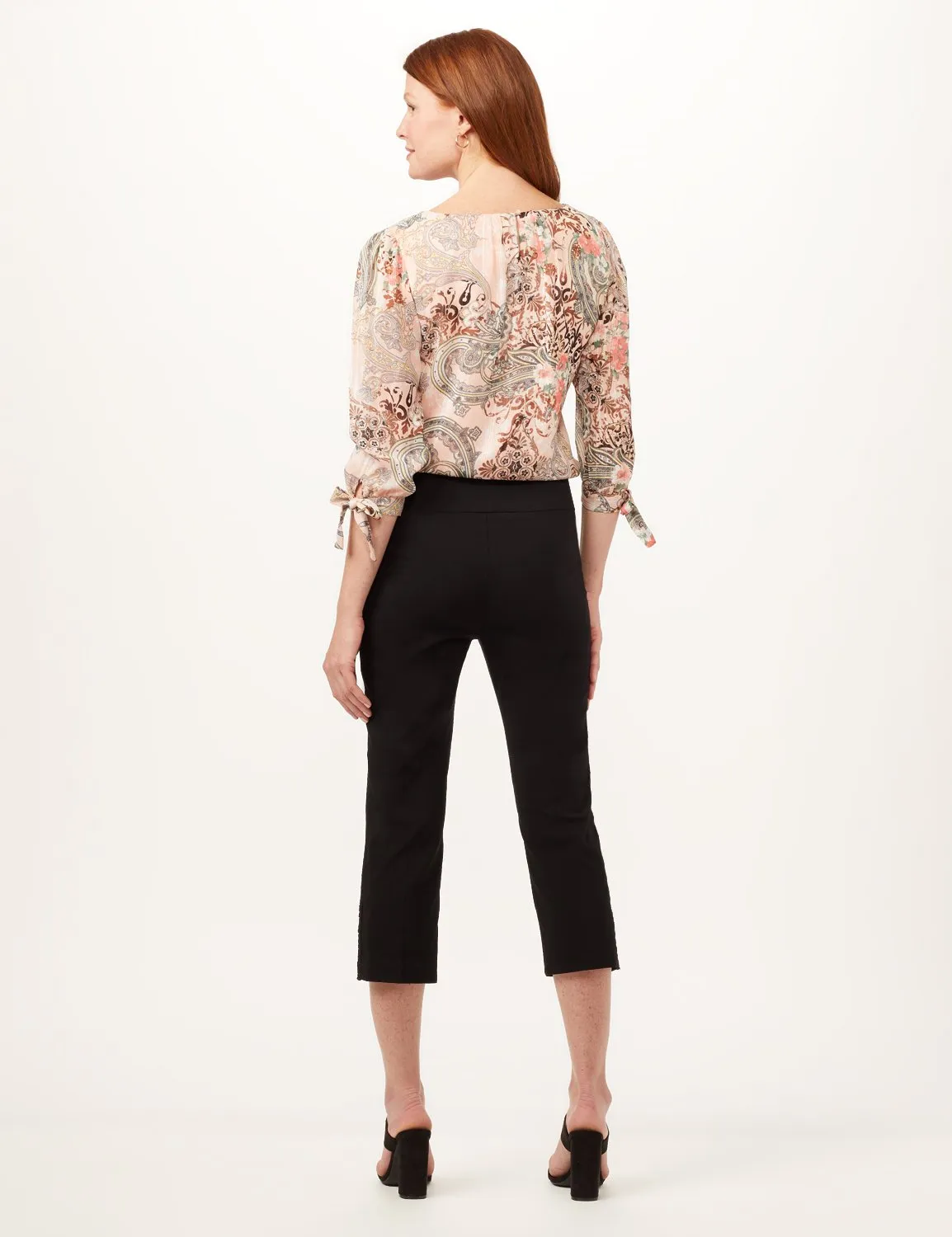 Pull-On Lace Trim Crop Pants