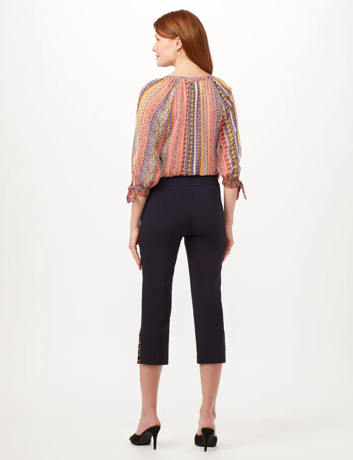 Pull-On Lace Trim Crop Pants