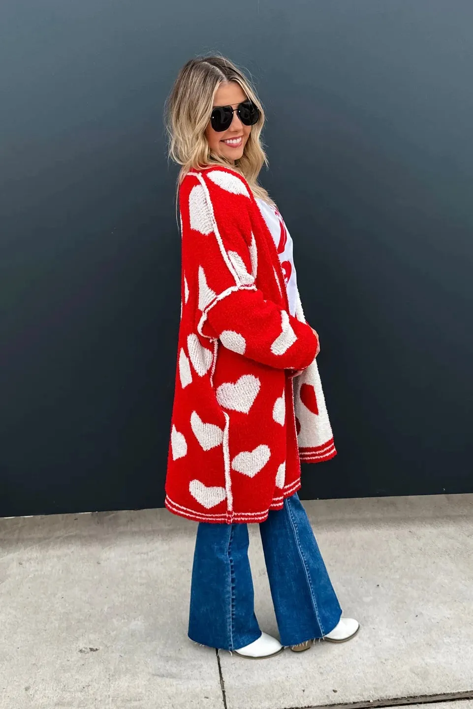 Red Heart Cardigan : Reversible