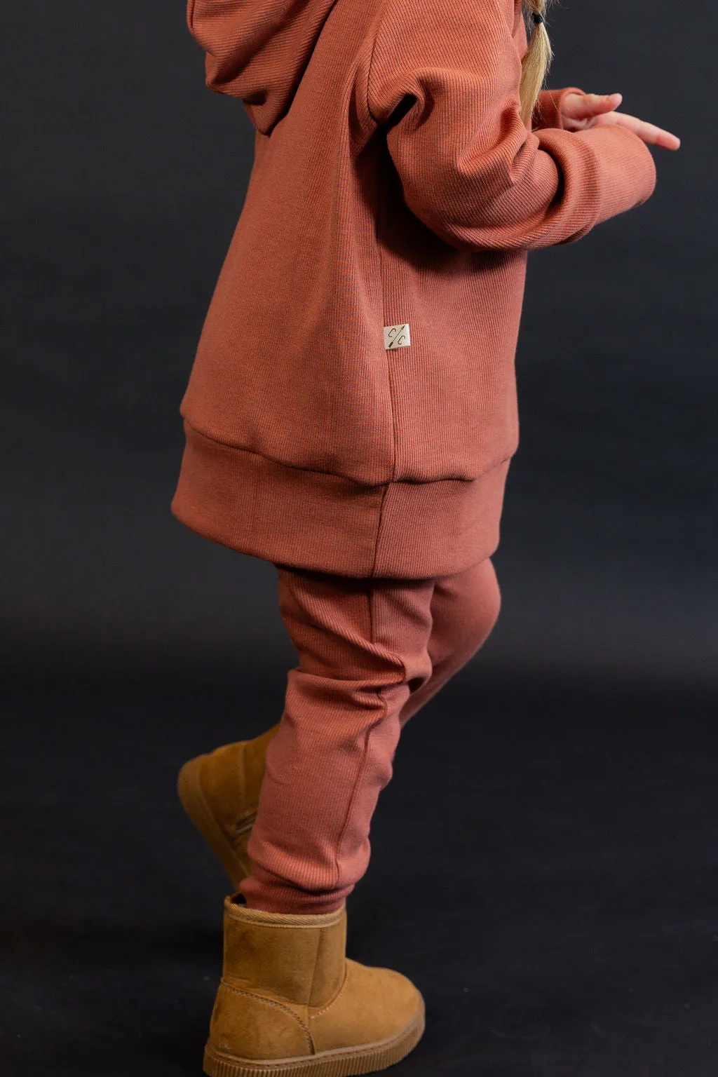 rib knit jogger - terra cotta