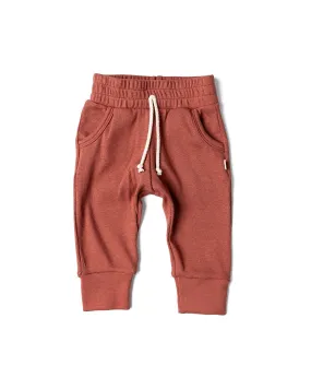 rib knit jogger - terra cotta