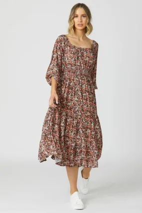 Sass - Meredith Dress - Choc Ditsy