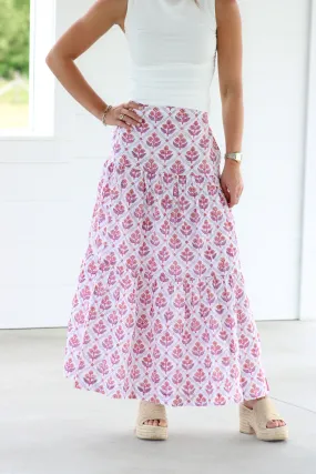 Serefina Midi Skirt - Purple & White