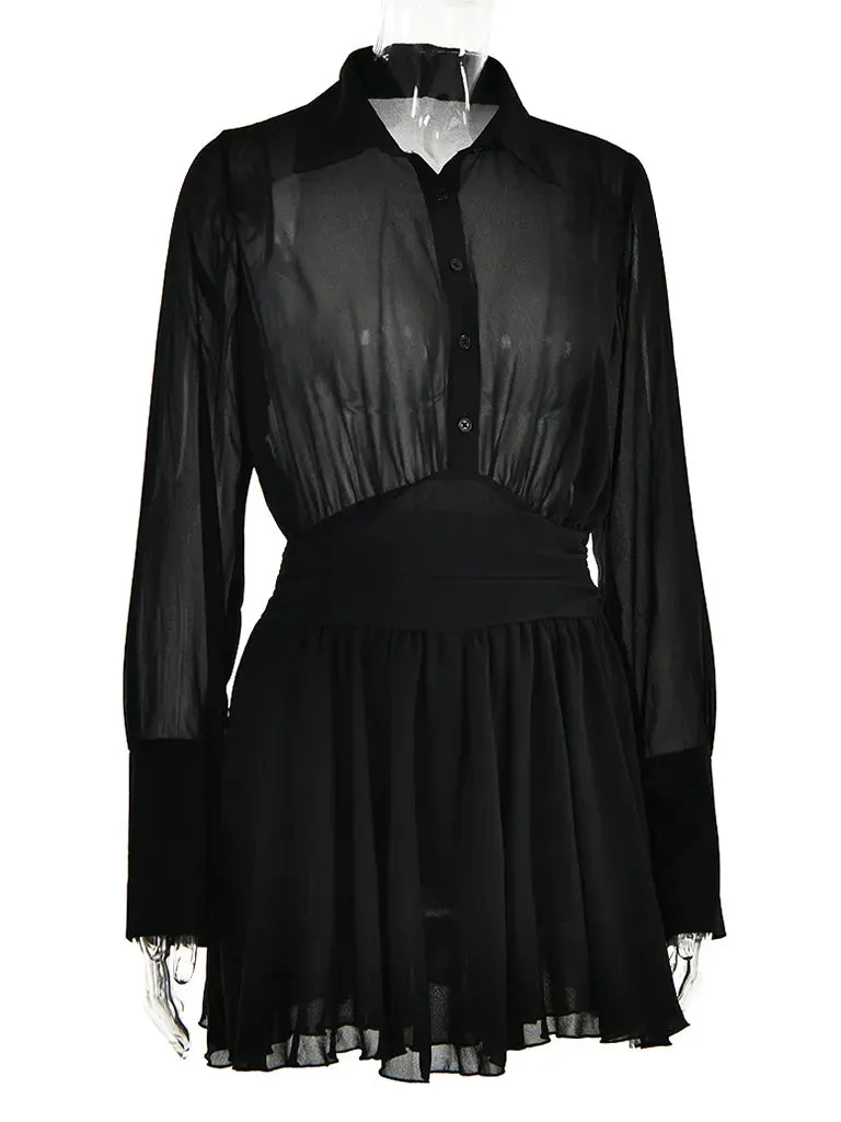 Sheer Mini Shirt Dress: See-Through & Flowy Skirt