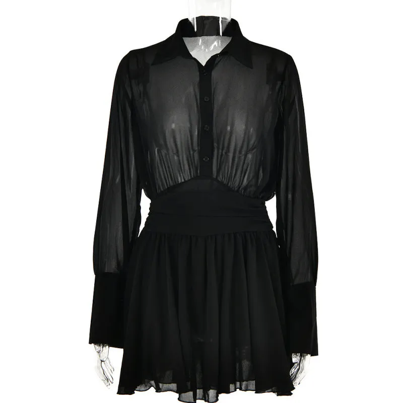 Sheer Mini Shirt Dress: See-Through & Flowy Skirt