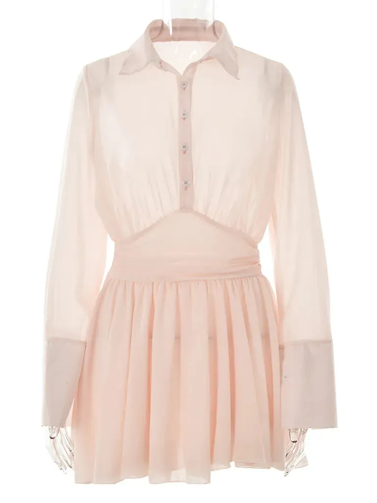 Sheer Mini Shirt Dress: See-Through & Flowy Skirt