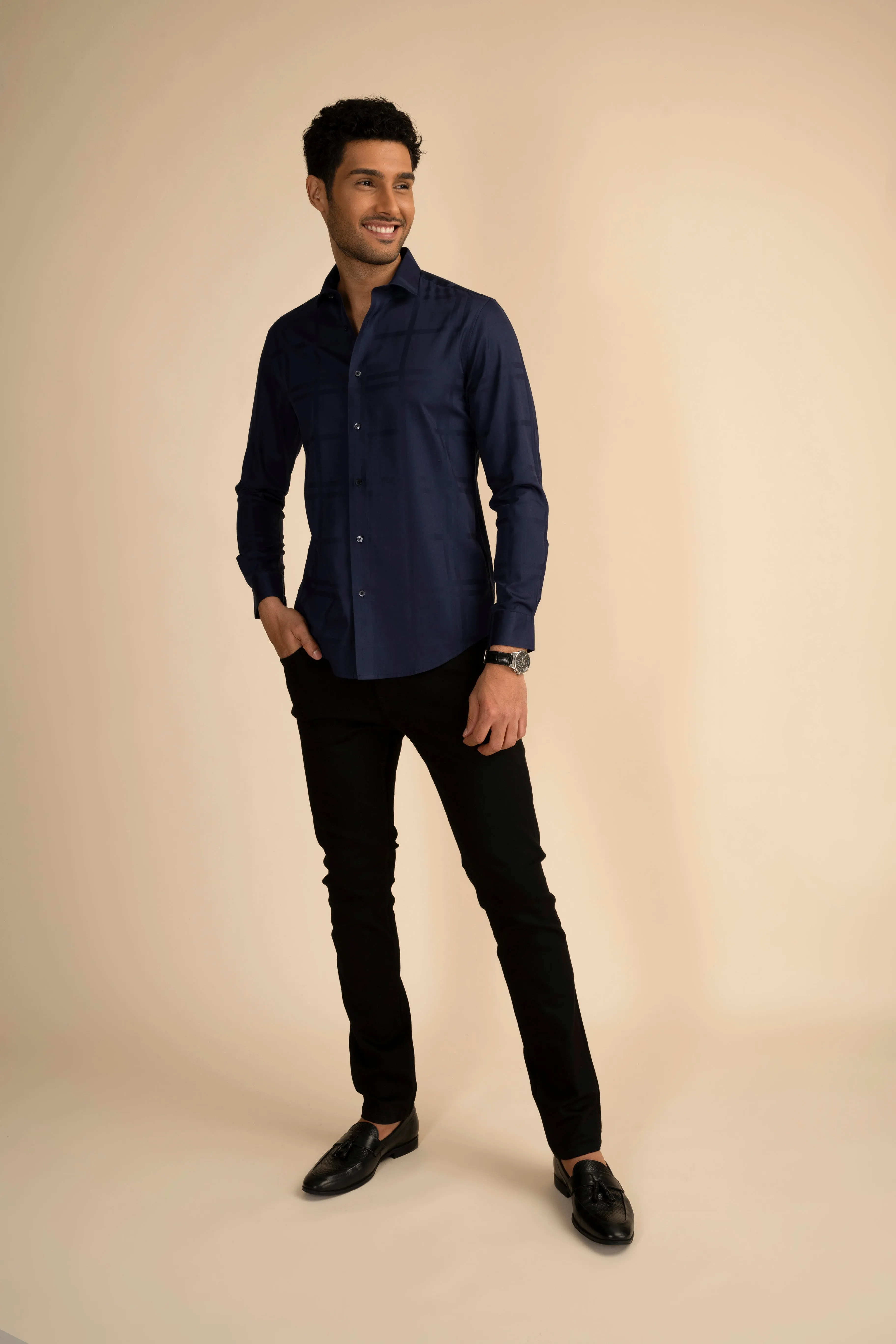 Tartan Navy Shirt EOSS