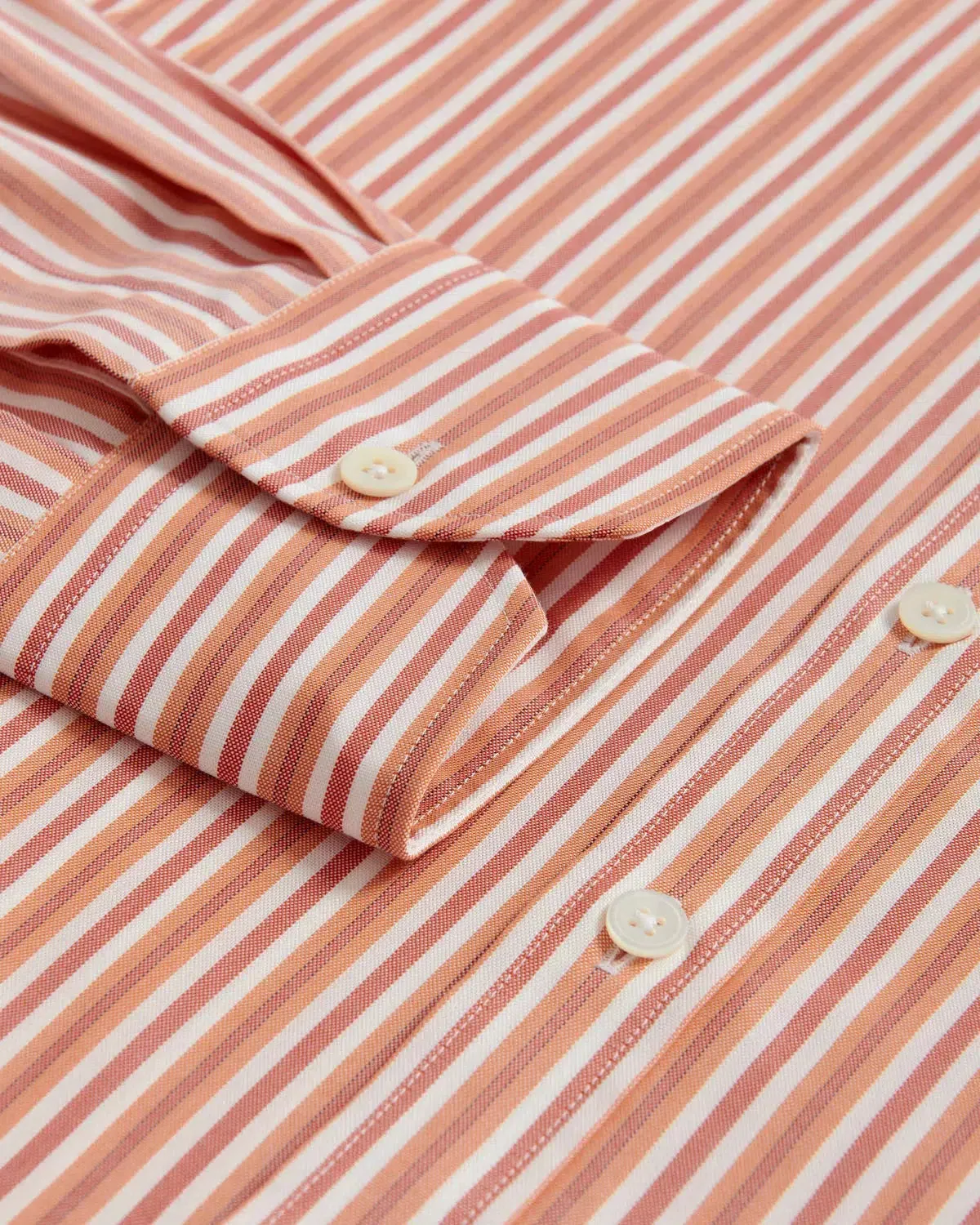 Thomas Pink Classic Fit Formal Panama Stripe Cotton Shirt Orange Multi