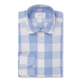 Thomas Pink Classic Fit Smart Casual Large Check Shirt Blue/White