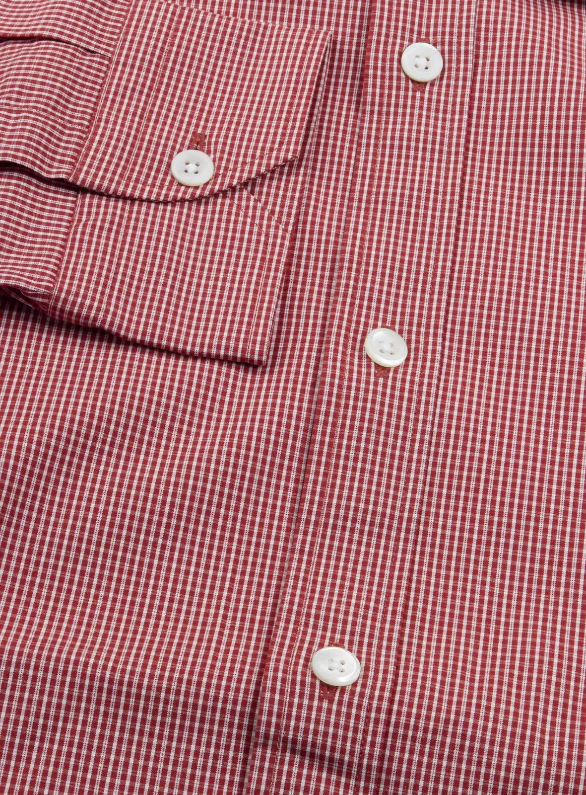 Thomas Pink Slim Fit Check Smart Casual Shirt Red/White