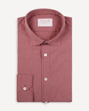 Thomas Pink Slim Fit Check Smart Casual Shirt Red/White