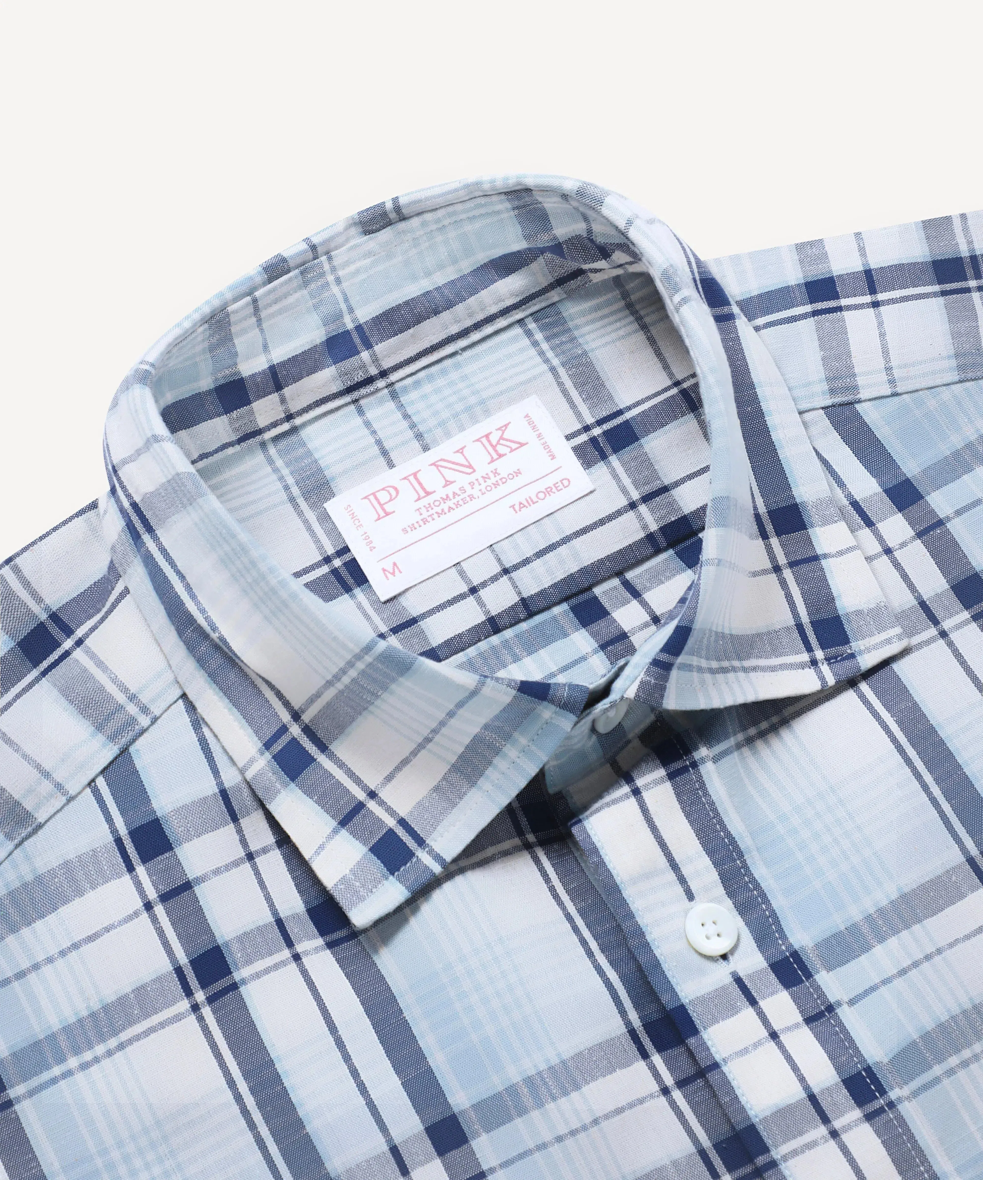 Thomas Pink Tailored Fit Smart Casual Cotton Slub Check Shirt