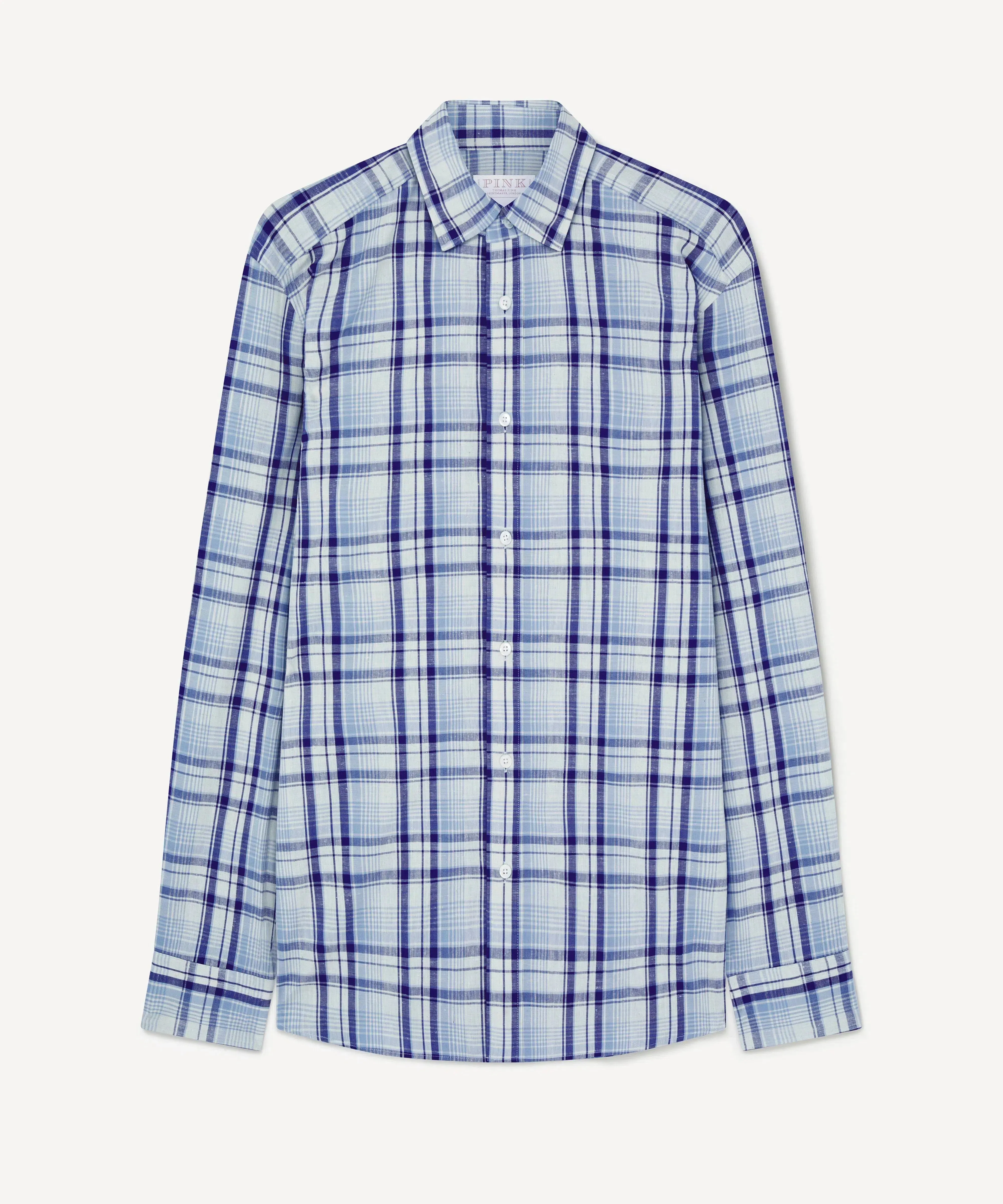 Thomas Pink Tailored Fit Smart Casual Cotton Slub Check Shirt