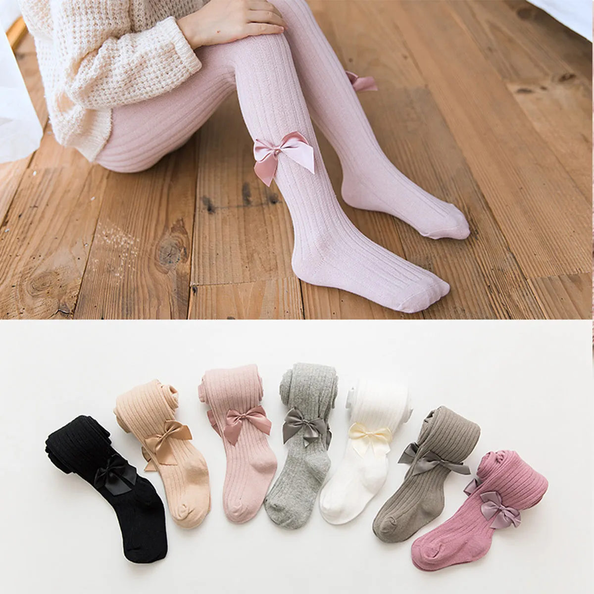 Toddler / Kid Girl Bowknot Stretchy  Solid Dancing Leggings
