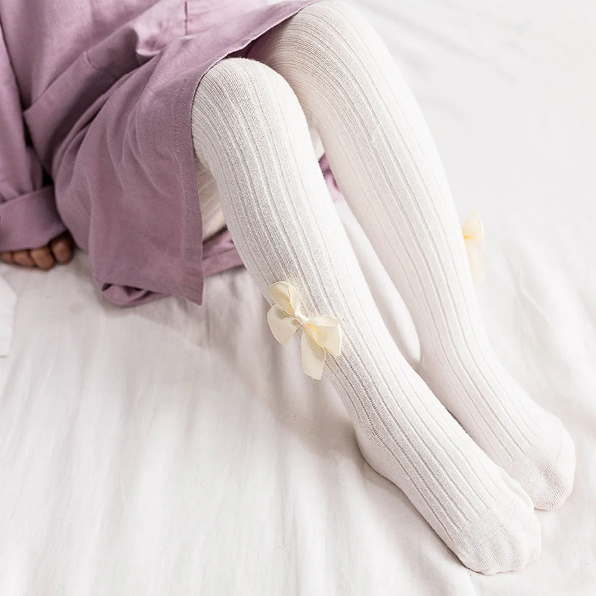 Toddler / Kid Girl Bowknot Stretchy  Solid Dancing Leggings